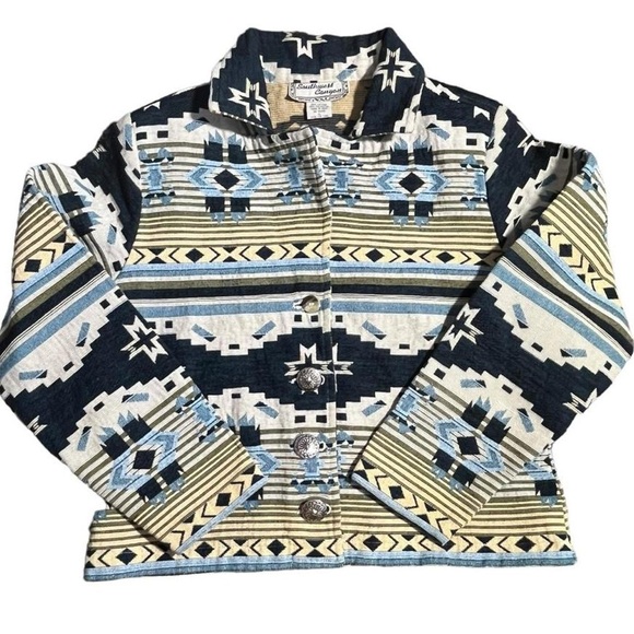 Southwestern Canyon Jackets & Blazers - Southwestern style Aztec patterned button up jacket with a western vibe